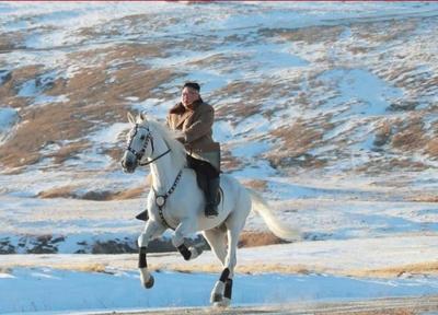 پیام رهبر کره شمالی به آمریکا با اسب سواری در برف
